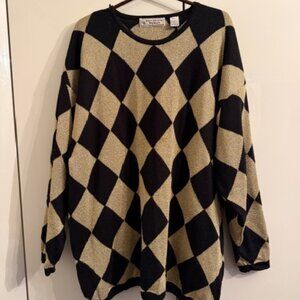 Sweater, gold and black shapes, Evan Pigone Woman, Size XXL